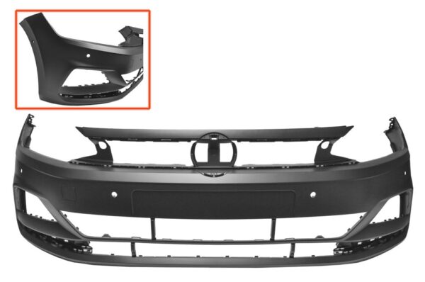 VW POLO 2017.09-*PARAGOLPES FRONTAL IMPRIMADO C/6 AGUJEROS SENSOR
