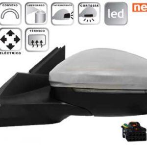 Retrovisor completo Izquierdo Eléctrico  Convexo  Térmico  Imprimado  Abatible Eléctrico  Con Intermitente  Con Luz de Cortesía  LED  10 PINS