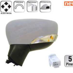 Retrovisor completo Izquierdo Eléctrico  Convexo  Imprimado  Con Intermitente  5 PINS