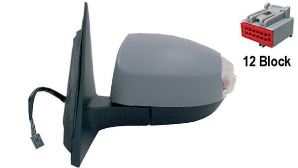 Retrovisor completo Izquierdo Eléctrico  Asférico  Térmico  Imprimado  Con Intermitente  Conector Rectangular  WY5W  12 PINS