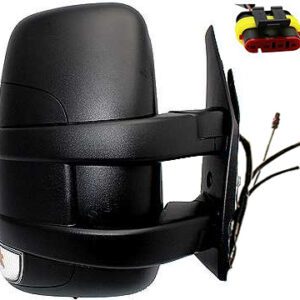 Retrovisor completo Derecho Espejo Angulo Muerto  Eléctrico  Convexo  Térmico  Con Intermitente  Brazo Corto  Con antena  W16W  9 PINS   3 CONECTORES