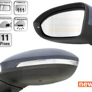 Retrovisor completo Izquierdo Asférico  Térmico  Imprimado  Con Intermitente  Con Luz de Cortesía  Con Memoria  11 PINS